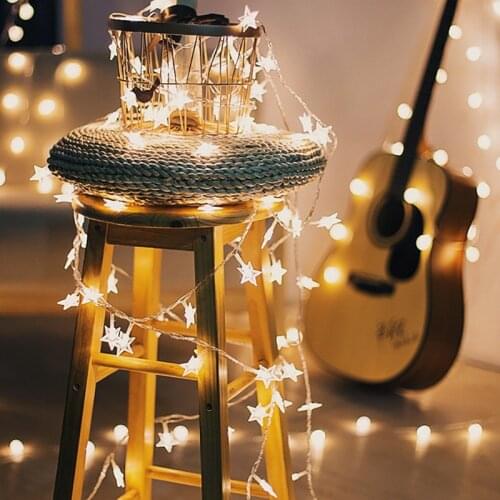 Five-pointed Star Led String Lights Christmas Lights Holiday Room Decoration Garland Wedding Decor Battery Power Fairy Lights