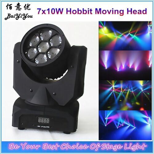 High Quality Amazing Hobbit 7pcs*10w Led Moving Head Light RGBW Colorful Effect Fixture 7x10w LED Multi Beam Moving Head Light