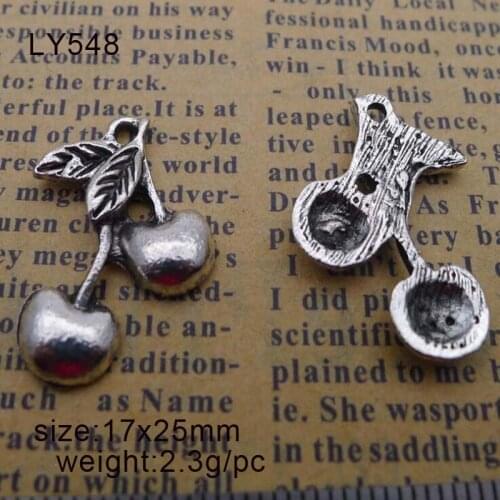 25pcs 12*20mm Tibetan Silver Alloy Cherry Charm Pendant Findings Accessories DIY Vintage Choker Necklace