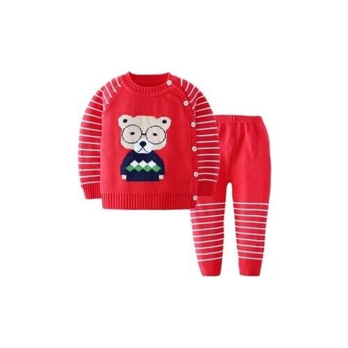 2020 Baby Girl Boy Knitted Autumn Sweater Kids Knitting Outwear Long Sleeve Baby Clothes Clothing 2Pieces(Tops+Pants)