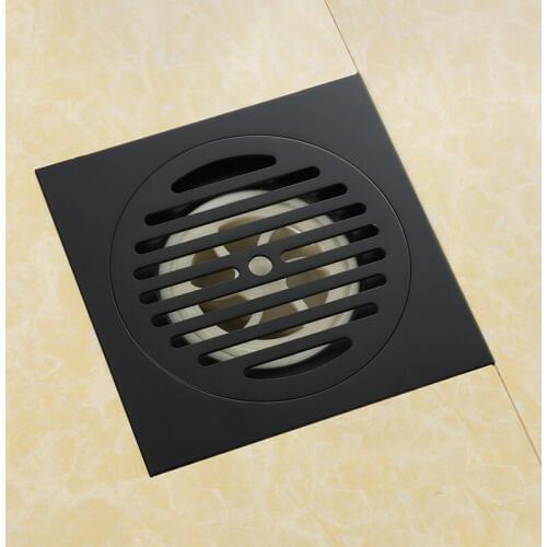 High quality black solid brass 150 x 150mm square anti-odor floor drain bathroom balcony shower drain