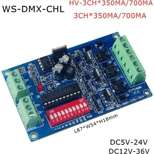 WS-DMX-CHL-3CH DMX512 constant current (common anode) 3 Channels Decoder Controller