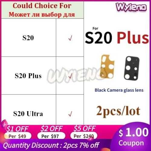 Wyieno Black Back Rear Camera Glass Lens For Samsung S20 Ultra Plus G988 G9880 G988B G988N Big Camera Lens 2pcs/lot