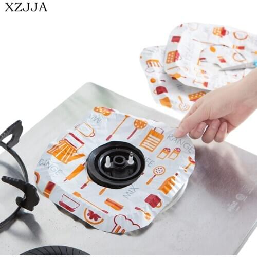 XZJJA 8Pcs Kitchen Gas stove Oil-proof Gasket Aluminum Paper Foil Gas Stove protectors Cleaning Pad Around Stove Gasket Reusable