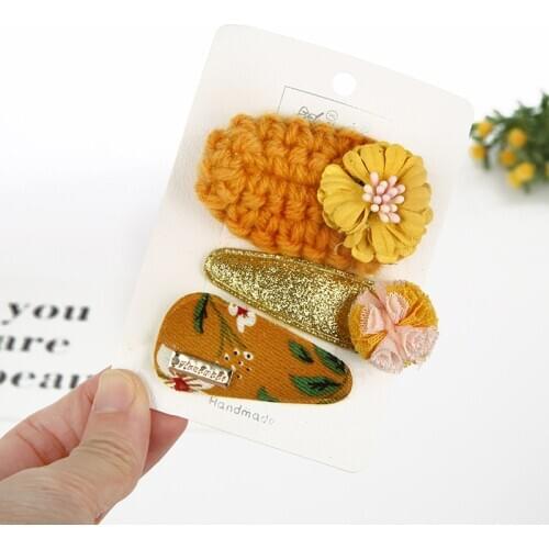 50set/lot 3pcs/set DIY Simple Multi Plush DIAMOND Hair Clips Suits Flowers Hairpins Styling Tools Accessories HA16888