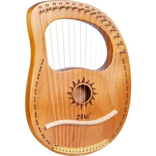 ZANi Wooden Lyre Harp,16 Strings Mahogany Lyre Harp with Strings Tuning Wrench for Music Lovers,Beginners,Children,Adults,Etc