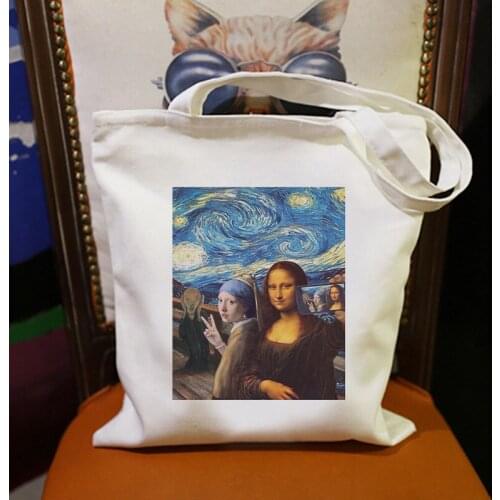 Top Art Van Gogh Mona Lisa Painting Women Bag Casual Wallet Fashion Harajuku Shoulder Canvas Bags Beauty Girl Backpack Handbag