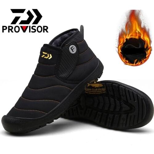 Winter DAIWA Fishing Shoes Mens Outdoor Professional Hiking Shoes Non-slip Wear-resistant Warm and Velvet Snow Boots Cold-proof
