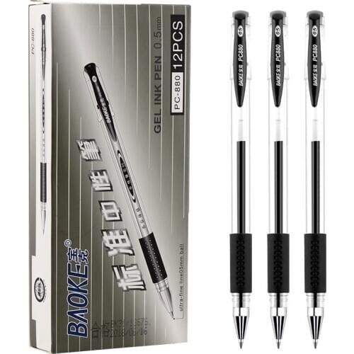 12 Baoke Pc880b Neutral Pen Black Signature Pen Ink Pen 0.5mm Business Signature Pen Office Learning Supplies Neutral Pen Bullet