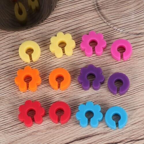 2 Packs Silicone C-Shaped Wine Glass Marker Drinking Cup Identifier Goblet Sign (12pcs/Pack)