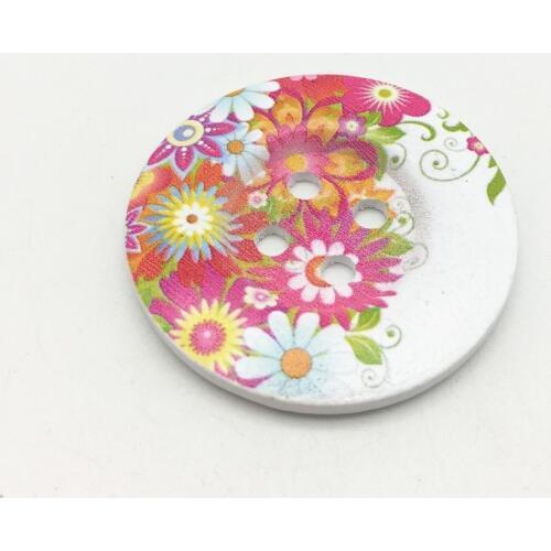 20pcs 50mm Large Wood Buttons Summer Flower Painted Fancy Sewing Accessories Button Carfts Embellishment Bag Decorations