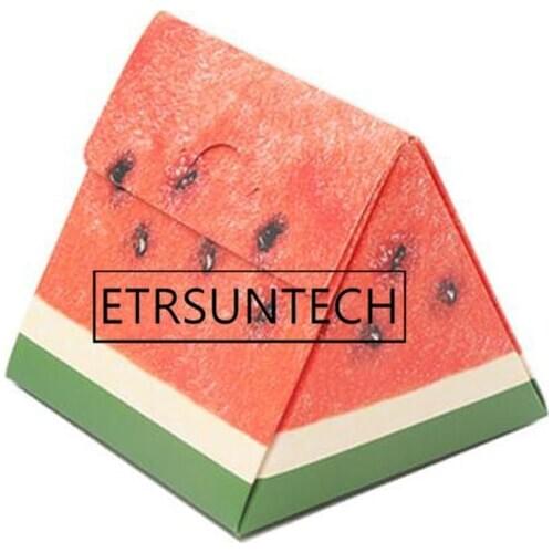 200pcs Summer Watermelon Fruit Paper Box Candy Cookie Box Wedding Birthday Party Gifts Packaging 11*11*11cm