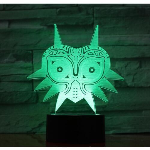 Creative 3D USB Lamp FIGURE Majoras Mask Creative 7 Color Changing LED Night Light Office Decoration Light 976