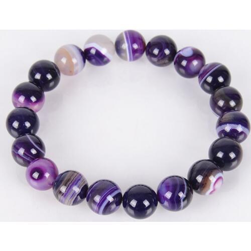 4 6 8 10 12MM Natural Gem Stone Onyx Agates Bracelets & Bangles Purple Veins Beads Meditation Healing Energy Fashion Jewelry