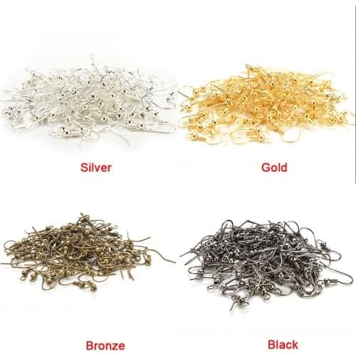 50PCS/pack Gold Silver Bronze Nickel Hooks Coil Ear Wire Earrings Findings For Jewelry Making Craft DIY