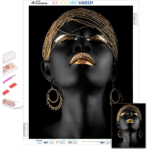 5D DIY Diamond Painting African Black Woman Picture of Rhinestones Diamond Art Mosaic Embroidery Cross Stitch Kits Home Decor