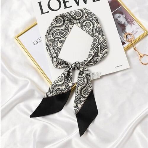 6*100cm Long Skinny Silk Neck Scarf Women Cashew Print Hair Band Bag Scarves Lady Collar Tie 2021 New Design Foulard Headband