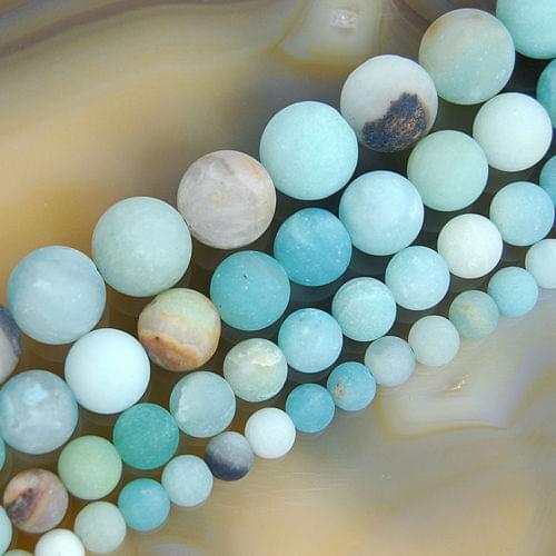 8SE11337 16inches Frosted Blue Amazonite Round Gems Beads 4mm 6mm 8mm 10mm 12mm