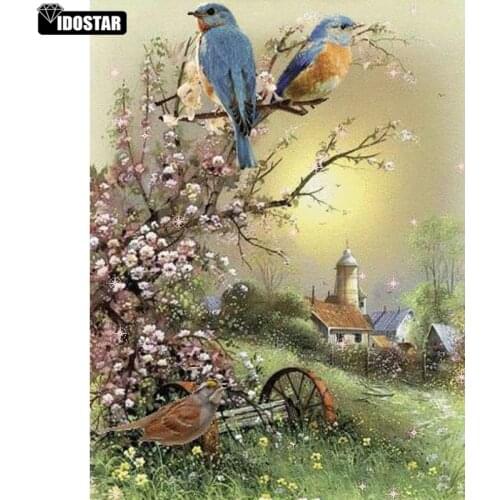 Full Square&round Drill 5D DIY Diamond Painting"Flower bird house"5D diamond Embroidery Cross Stitch diamond Mosaic canvas Decor