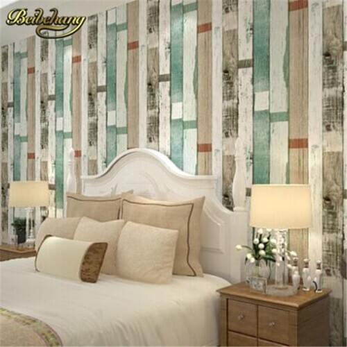 Beibehang papel de parede. Designer realistic wood panel stripes vintage wallpaper Embossed feature bedroom Children room home