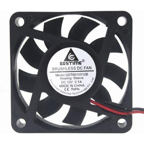 Gdstime 10 pcs 12V Silent Cooling Fan 60x60x15mm 6015 6cm 2Pin 0.1A DC Brushless Compute PC CPU VGA Chip Cooler 60mm x 15mm