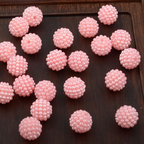 BOLIAO High Quality 15Pcs 12*12mm(0.47*0.47 in ) Pink Small Ball Resin Delicate Sew on Clothes/Headwear Home Decor DIY