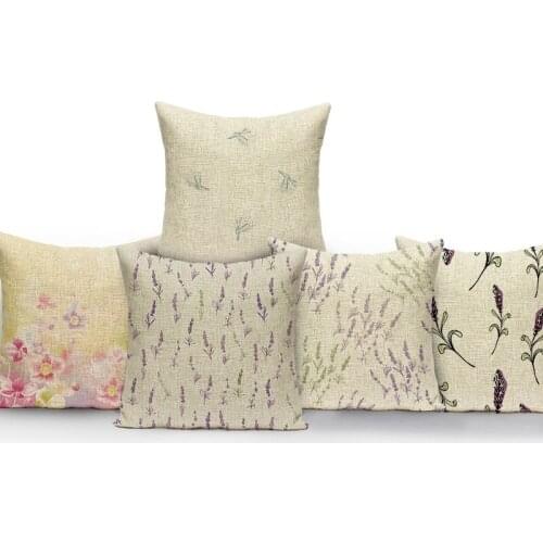 Plant Lavender Throw Cushion Cover Decorative Pillows Sofa Car African Decor Home Sofa Decorative Covers 45X45 Funda Almohada