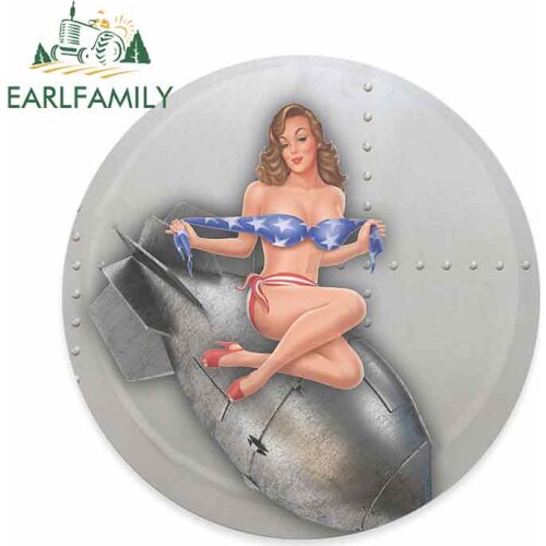 EARLFAMILY 13cm x 12.8cm For Bomber Girl Creative Car Stickers Vinyl Sticker Anime Waterproof Car Accessories Car Graphic Decal