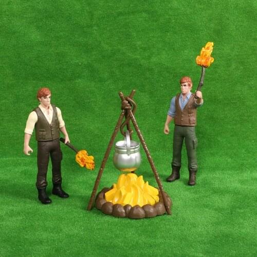 Reality Scene Model Hunter Field Boil Water Picnic Forest Models Action Figure Figurines Collection Education Toys For Kids