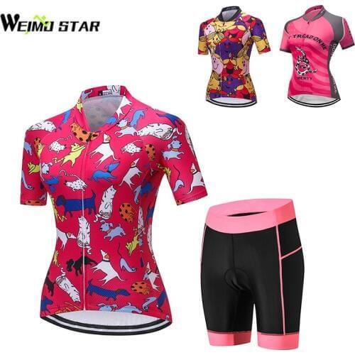 Pink Shirt Cycling Jersey WEIMOSTAR Women Outdoor Bike Jerseys Moutain Breathable Ropa Ciclismo MTB Shorts Suit 3 Types