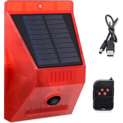 Hot Solar Alarm Lamp Remote Control Security Alarm Motion Sensor Alarm Siren PIR Motion Sensor Detector for Home