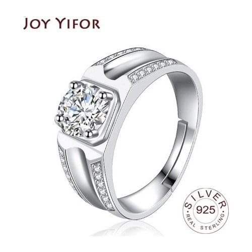 JEWELS Real 925 Sterling Silver Women Rings AAA Shiny Cubic Zircon Prong Setting Female Luxury Wedding Ring Jewelry