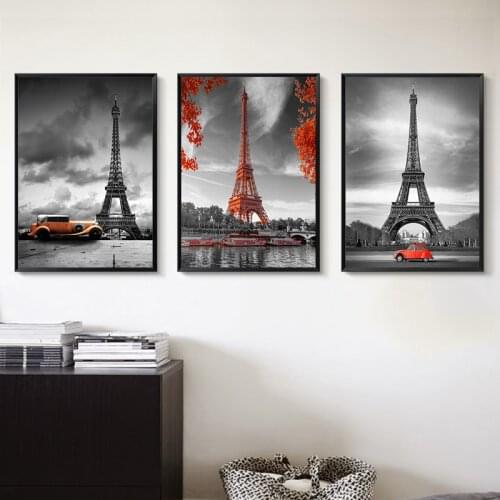 CHENISTORY 3PCS Paint By Number Eiffel Tower On Canvas HandPainted Painting Art DIY Pictures By Numbers Adults Kits Home Decor