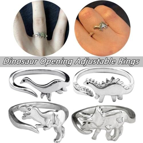 2021 Dinosaur Rings Long-necked Dragon Stegosaurus Jewelry Toy Cute Animal Open Adjustable Finger Ring Gift for Women Man Rings