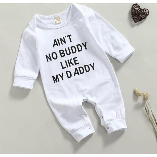 Newborn Letter Print Jumpsuit 2021 Fashion Simple Toddler Casual Long Sleeve Romper White Girl Clothes Baby Clothing