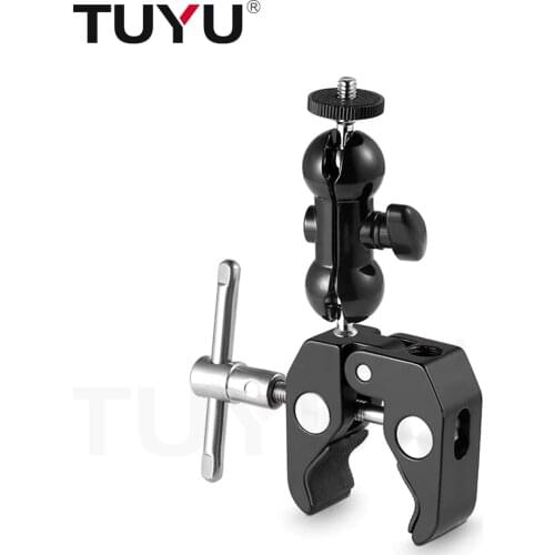 TUYU Ballhead Arm Clamp Mount Multi-Function Double Ball Adapter and Bottom Clamp for GoPro Max Insta360 Mobliephone Accessories