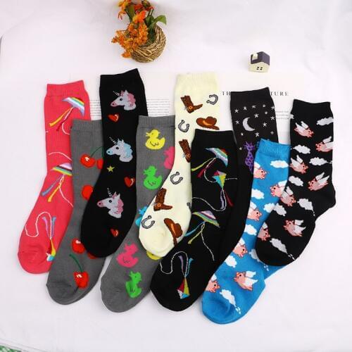 Fashion Happy Socks submarine world Cotton Soft Sox Beautiful Curve Men Funny Women Ladies Girls Art Socks