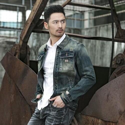 Boyfriend Mens Denim Jacket Coat Cheap European Style Automotive Jeans Coat For Mens Casual Male Denim Jackets Plus Size 5XL