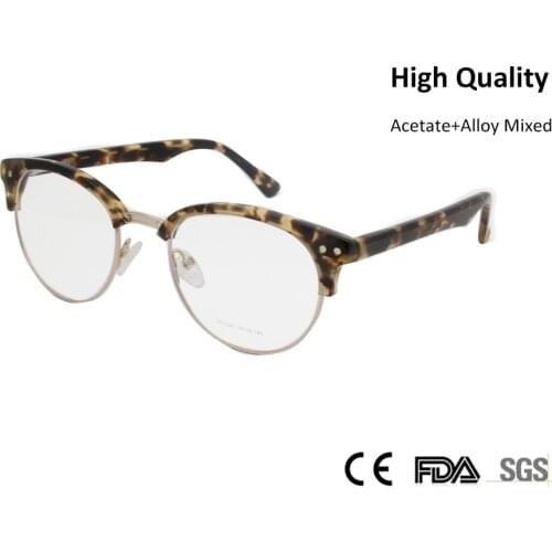 SORBERN Top Grade Women Men Round Optical Glasses Frames Metal Eyeglasses Fashion Leopard Designer Myopia Eyewear Clear Lens