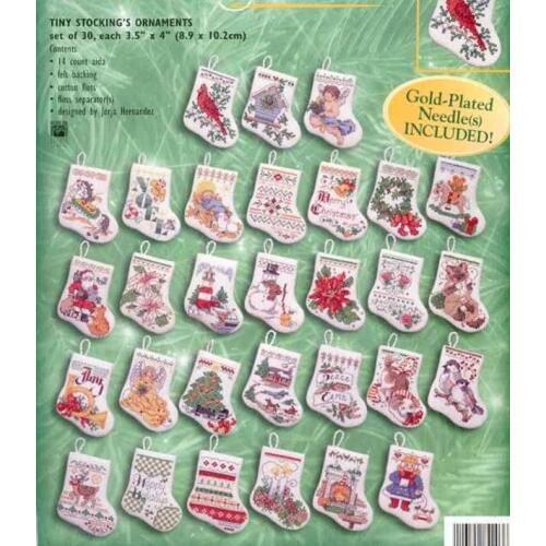 14/16/18/28 Counted Cross Stitch Kit Tiny Stocking Ornament Christmas Ornaments, 30 pcs stockings bucilla 84293