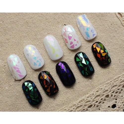 5 Colors Aurora Broken Glass Nail Foils Nail Stickers Laser Cellophane Nails Art Decor Mirror Glitter Nail Decal DIY Paper
