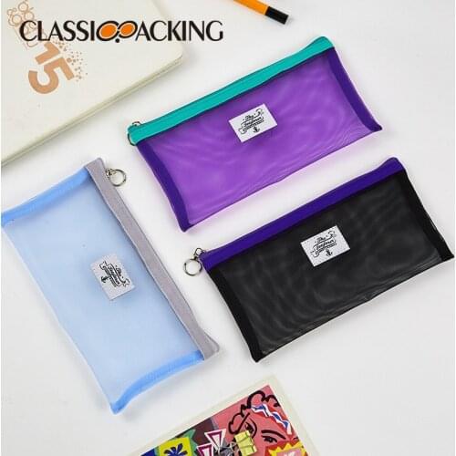 Wholesale Cosmetic Bag Women Casual Nylon Mesh Summer Makeup Bag Small Makeup Pouch Pencil Bags Coin Purse Make Up Bag Organizer