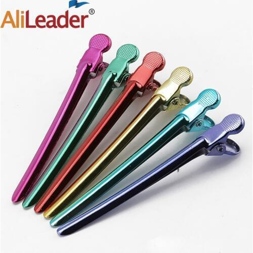 Alileader Cheap 12Pcs Duck Mouth Hairdresser Hair Clip Professional Salon Hairdressing Tools Stainless Steel Duck Clip 6 colors