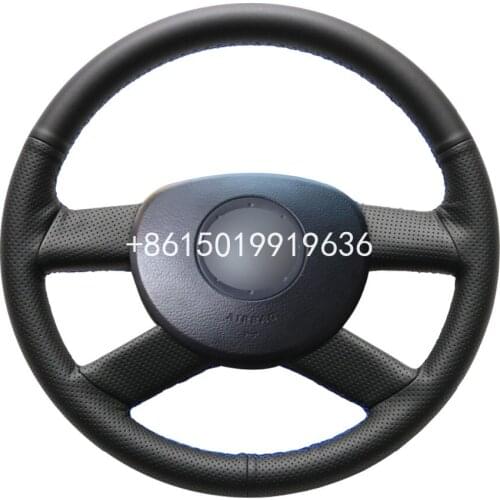 Hand-stitched Black Leather Steering Wheel Cover for Volkswagen Polo 2003 2004 2005 2006 Accessories