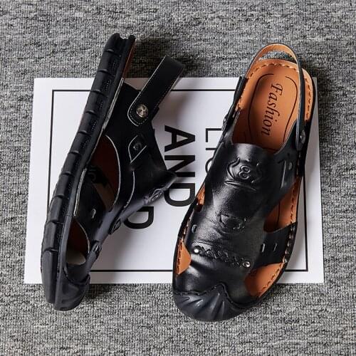 Plage Sandales Mens Leather Sandals Genuine Platform Men In Mens Shoes Slippers Summer Slip On Sandal Gladiator