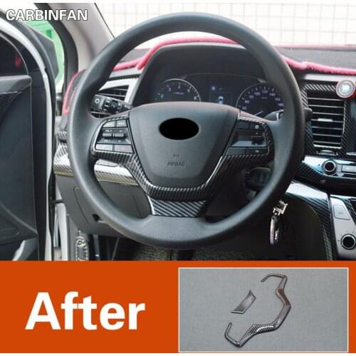 Carbon Fiber Style Steering Wheel Cover Trim For Hyundai Elantra Sport 2016 2017 Interior Mouldings Stickers