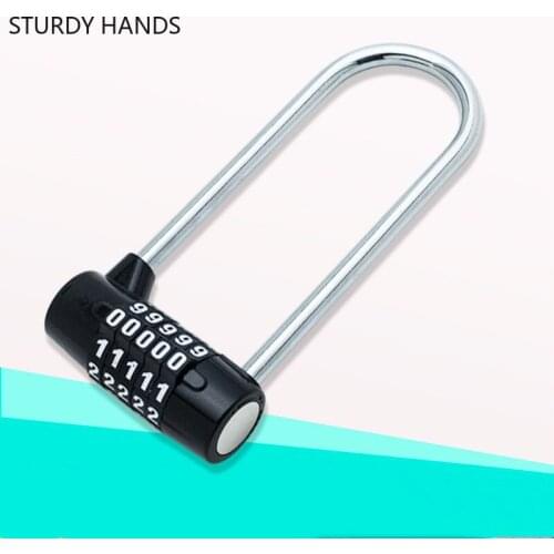 U-Shape Anti-Theft Lock Combination Digit Password Lock Outdoor Safety Gym Door Lock Lengthened Shackle Lock Home Hardware