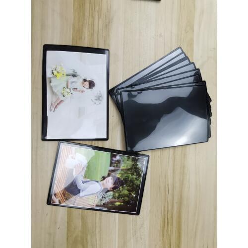 Pack of 5,White/Black Round Corner Magnetic Photo Frame Refrigerator, Pictures Frames for fridge, Office Cabinet, Locker