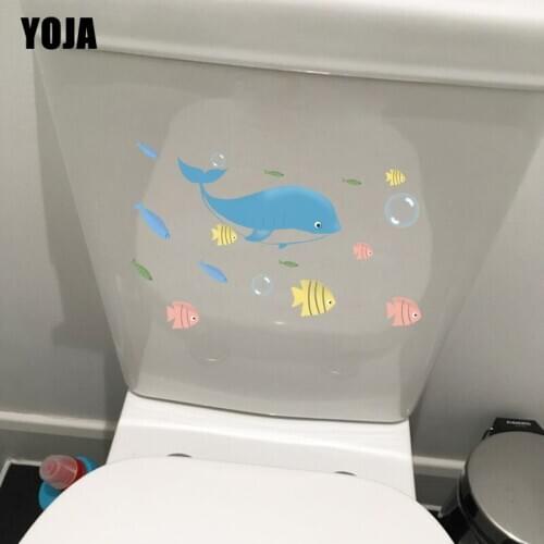 YOJA 21*13CM Submarine Aquatic Organisms Home Decoration Wall Sticker Toilet Decal Lovely Fish Group T3-0858