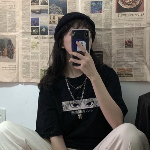 Hunter x Hunter Japan Anime demon Print Mujer Harajuku punk Summer Tops Gothic punk Women hip hop chic vintage Casual t-shirt